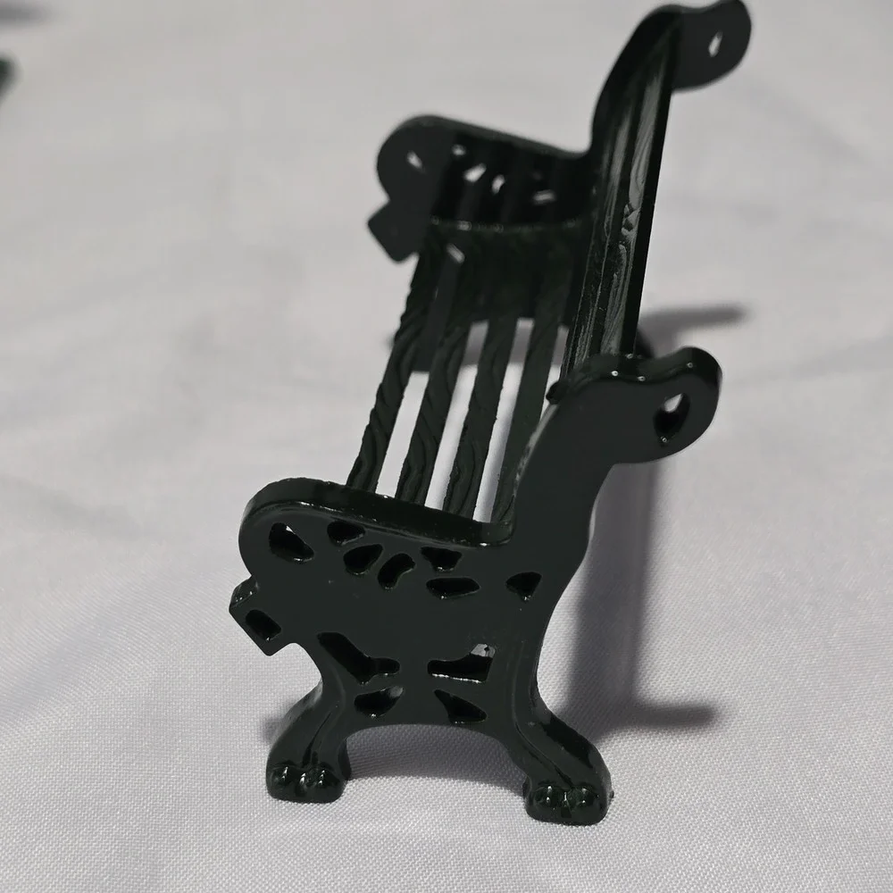 Miniature Green Park Bench Metal Home Decor 1